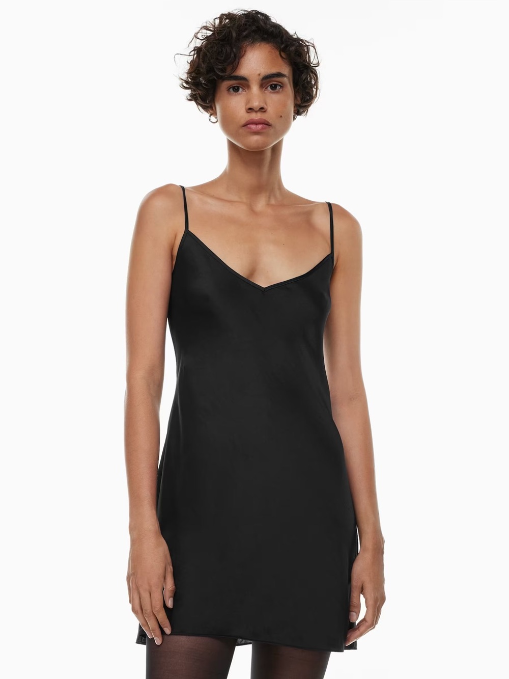 Aritzia Black Satin Slip Mini Dress